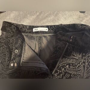Zara Black Velvet pants with Paisley Design